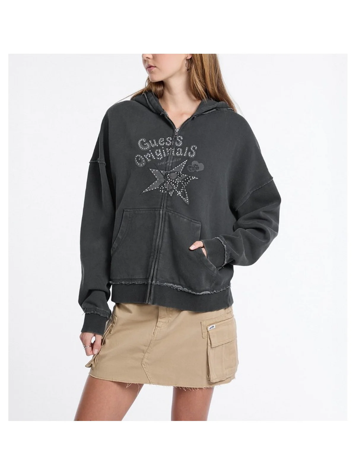 GUESS Felpa Donna GO OS STAR RHINESTONE HOODIE W5BQ28 K4110 JTMU JET BLACK MULTI - Image 2