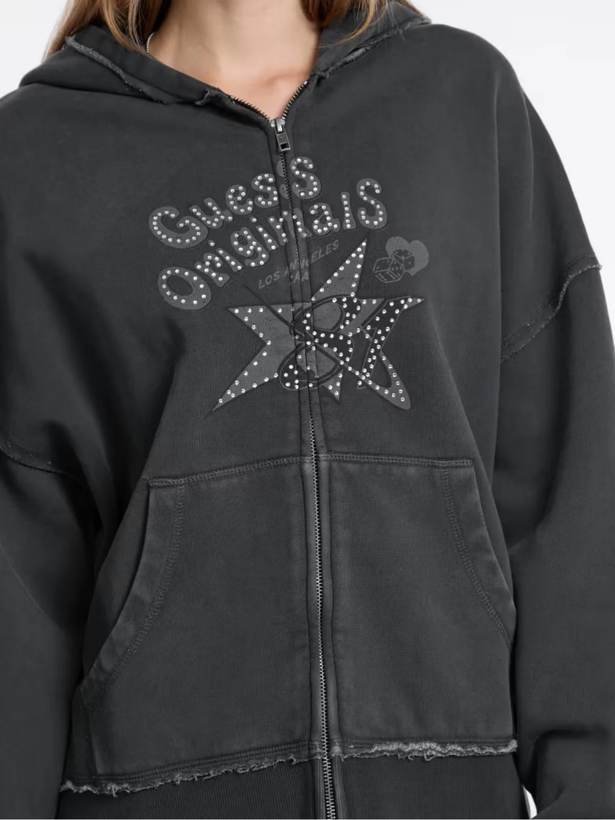 GUESS Felpa Donna GO OS STAR RHINESTONE HOODIE W5BQ28 K4110 JTMU JET BLACK MULTI - Image 4