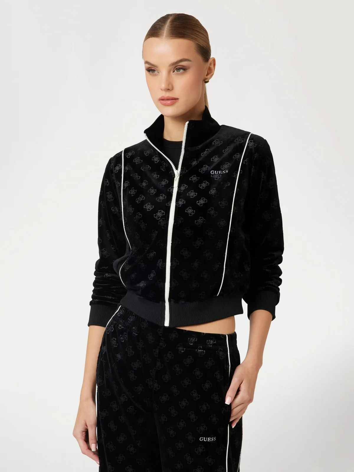 GUESS Felpa Donna KRISSY FULL ZIP SWEATSHIRT V4BQ04 KCHS2 P9YP Nero - Image 2