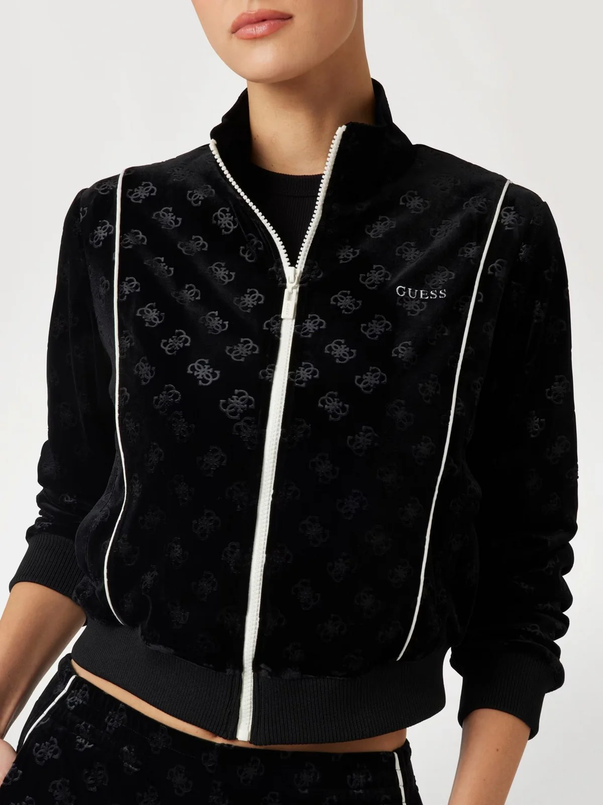 GUESS Felpa Donna KRISSY FULL ZIP SWEATSHIRT V4BQ04 KCHS2 P9YP Nero - Image 5