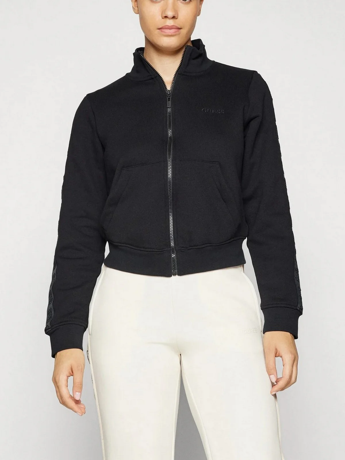 GUESS Felpa Donna STACIE FULL ZIP SWEATSHIRT V4BQ01 KC5O0 JBLK Nero - Image 2