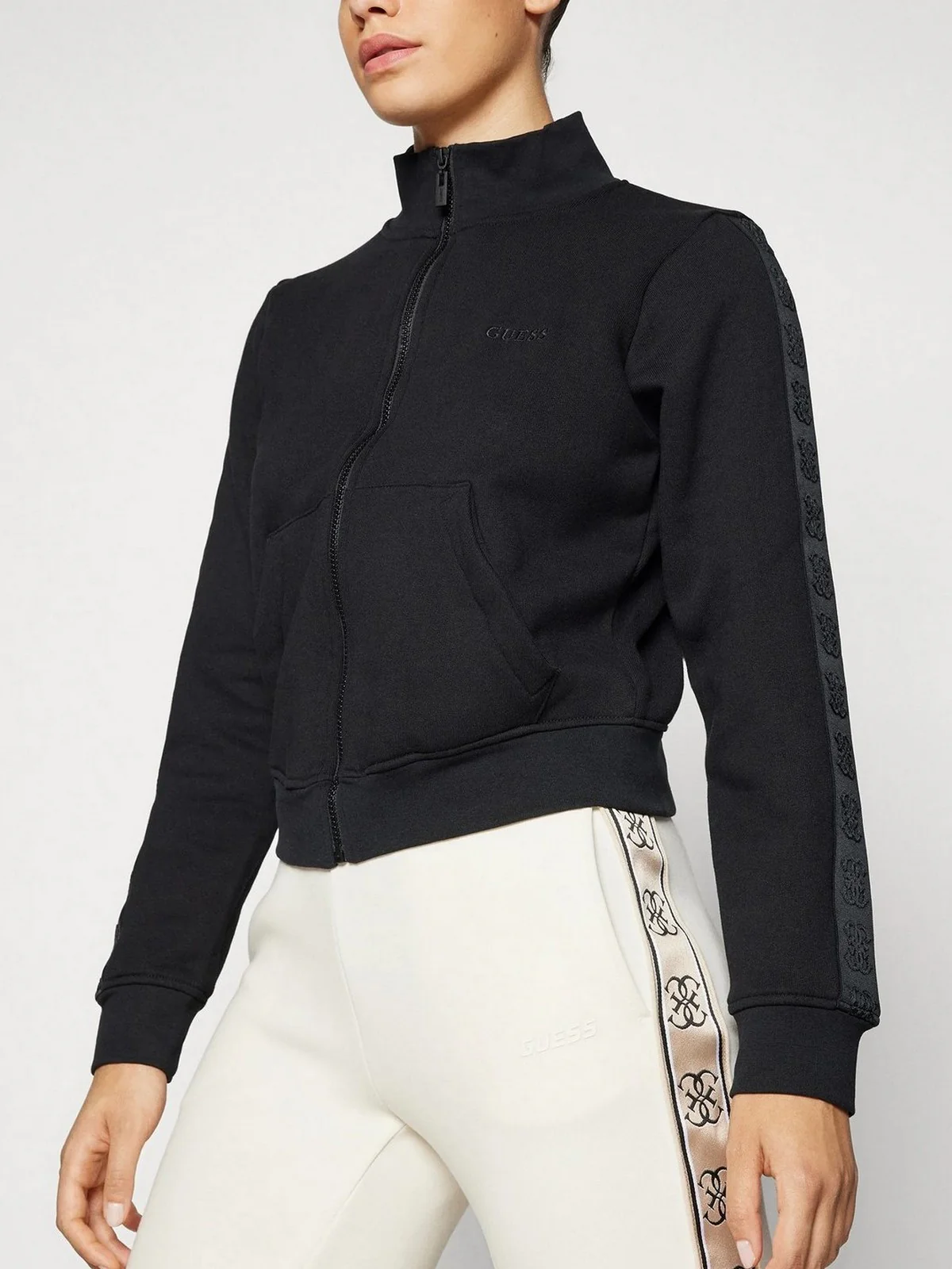 GUESS Felpa Donna STACIE FULL ZIP SWEATSHIRT V4BQ01 KC5O0 JBLK Nero - Image 4