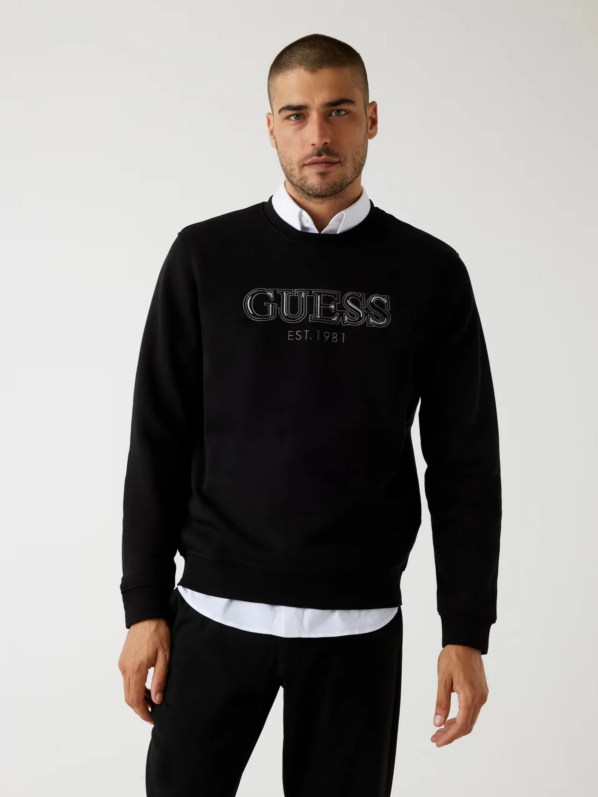 GUESS Felpa Uomo CN BASIC SWEATSHIRT M5BQ08 K9Z21 JBLK Jet Black A996 - Image 2