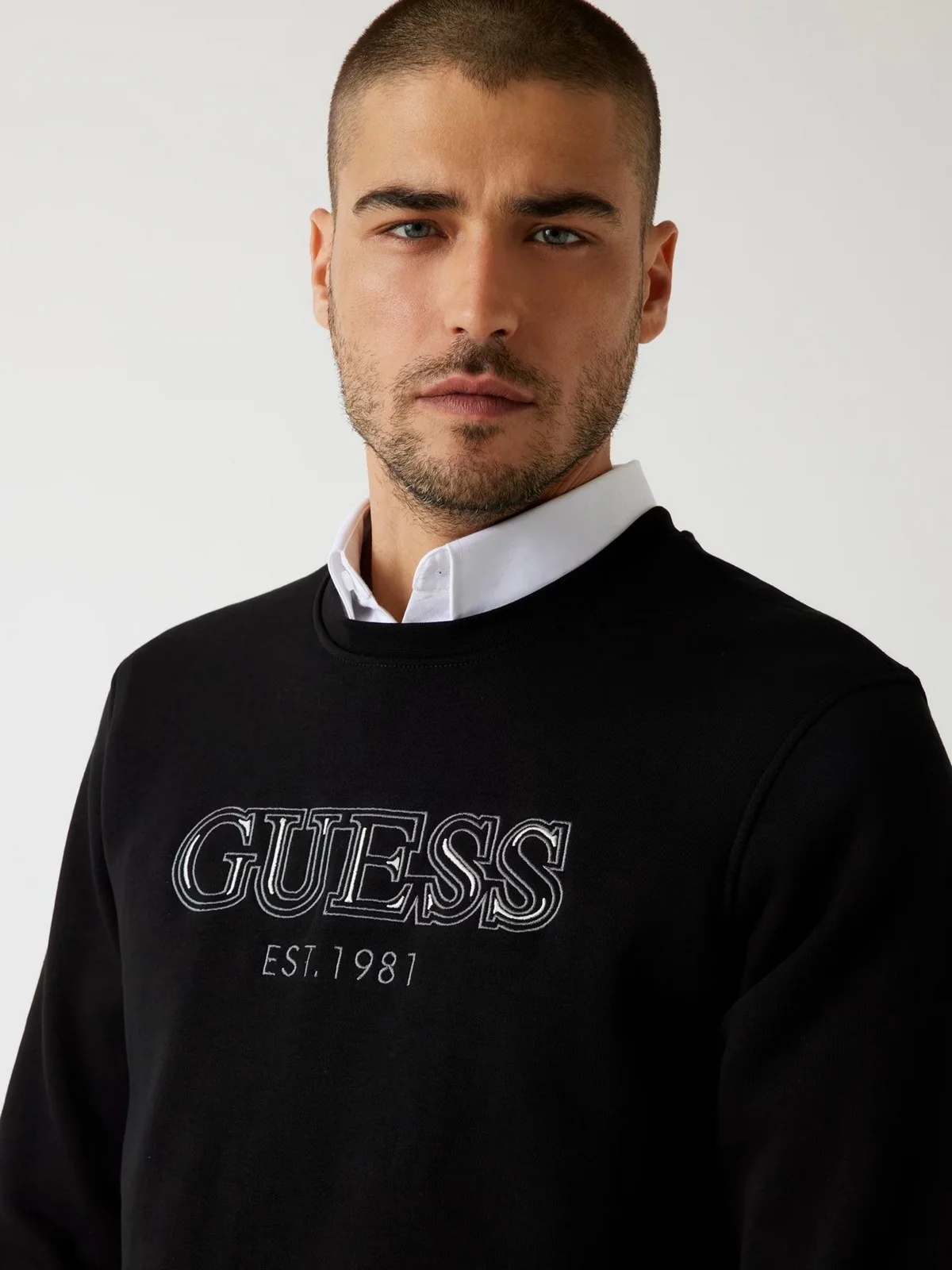 GUESS Felpa Uomo CN BASIC SWEATSHIRT M5BQ08 K9Z21 JBLK Jet Black A996 - Image 4