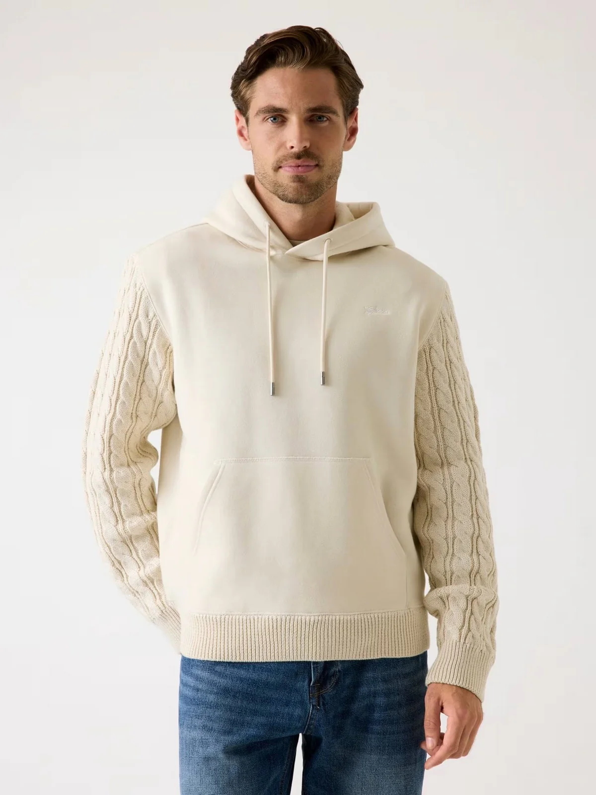 GUESS Felpa Uomo CONTRAST SLEVEES HOODIE M5BQ15 K0981 G1CV QUICKSAND - Image 2