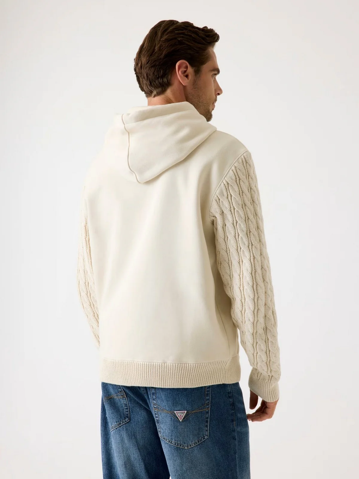 GUESS Felpa Uomo CONTRAST SLEVEES HOODIE M5BQ15 K0981 G1CV QUICKSAND - Image 3