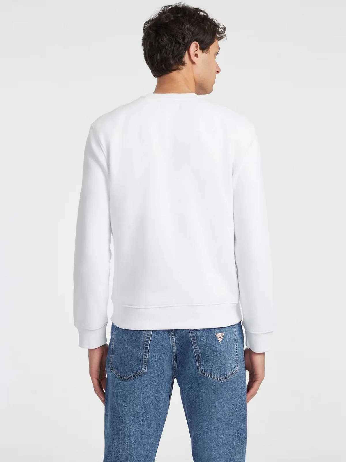 GUESS Felpa Uomo GJ CN SLIM LOGO EMB SWEAT M4YQ19 K9V31 G011 PURE WHITE - Image 4