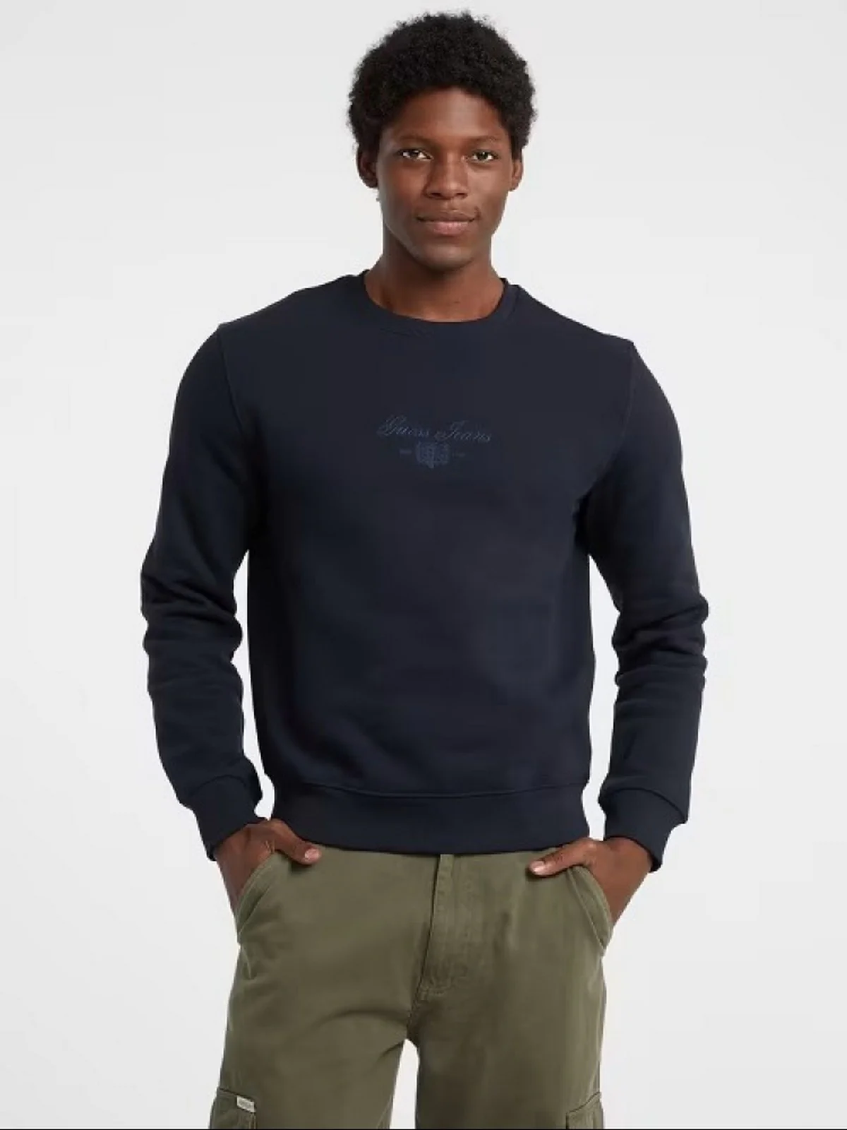 GUESS Felpa Uomo GJ SLIM SCRIPT CREWNECK M5BQ35 K9V31 A71W DARING OCEAN - Image 2