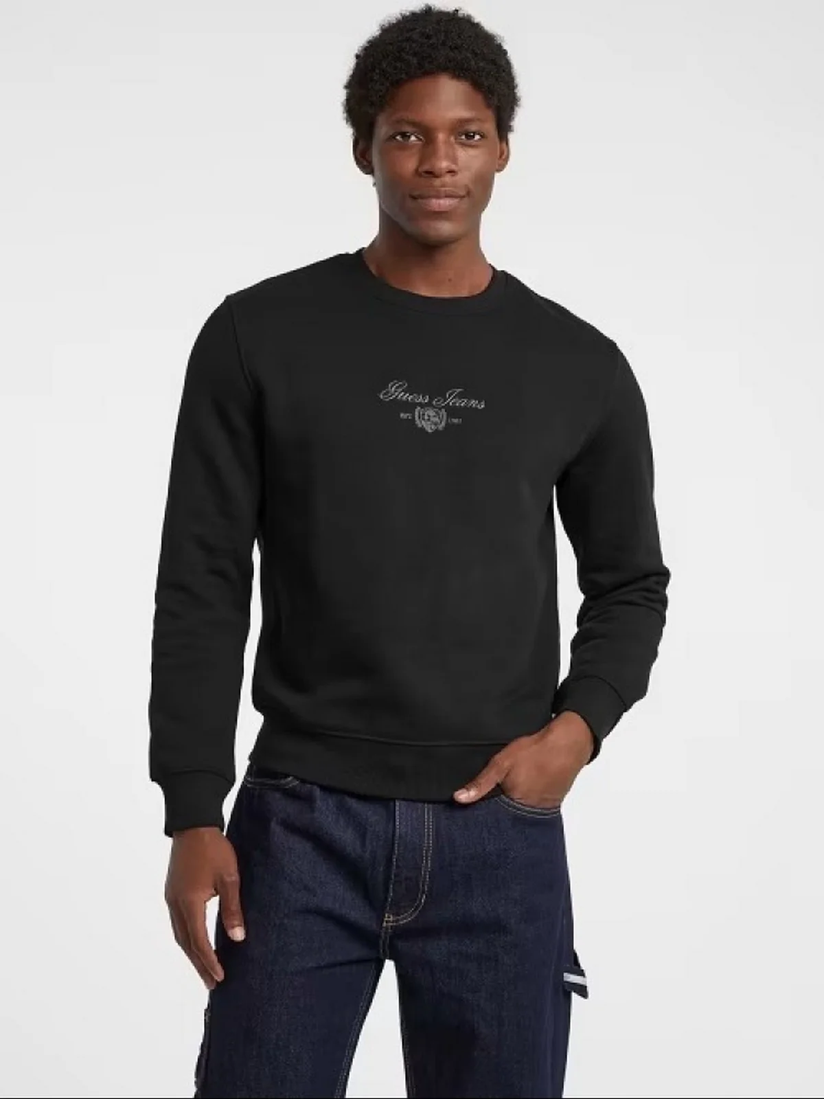 GUESS Felpa Uomo GJ SLIM SCRIPT CREWNECK M5BQ35 K9V31 JBLK Jet Black A996 - Image 4