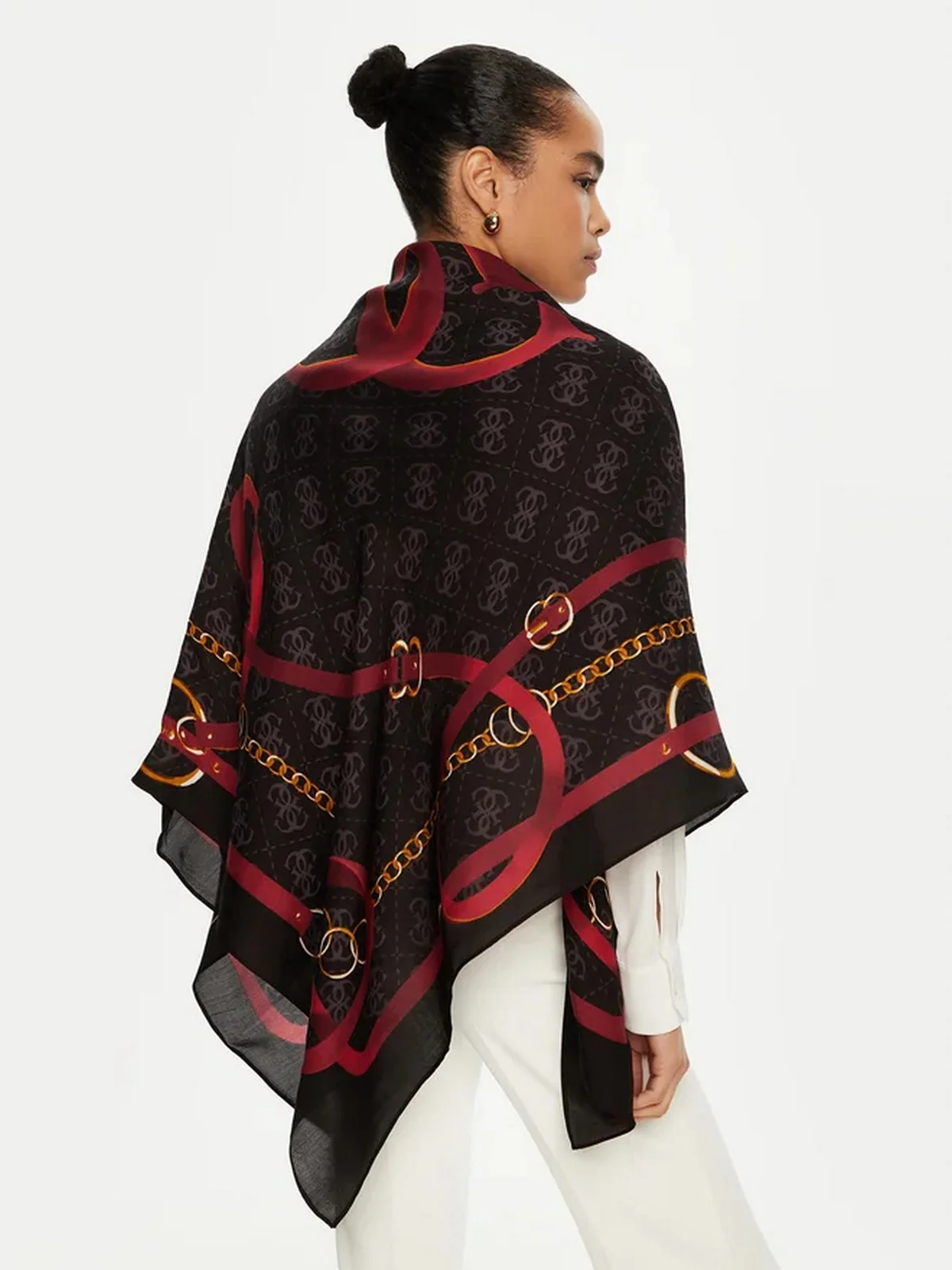 GUESS Foulard Donna FOULARD 130X130 AW5246 SIL30 BML Nero - Image 3