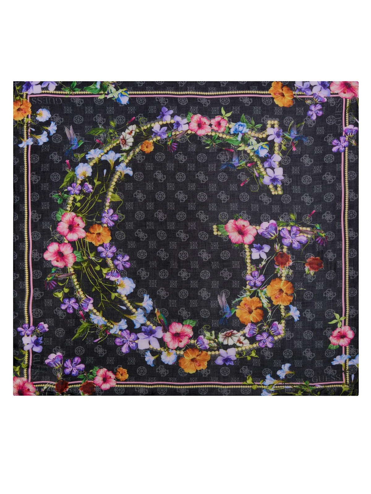 GUESS Foulard Donna Kefiah 130X130 AW9991 COT03 BLA Nero - Image 2