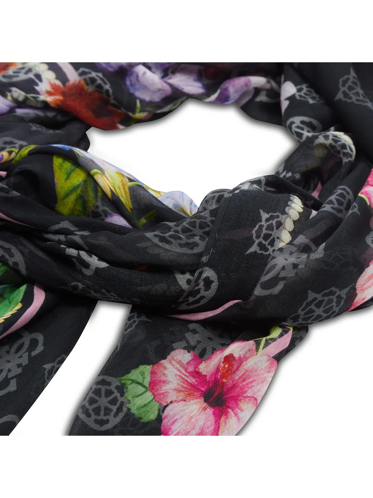 GUESS Foulard Donna Kefiah 130X130 AW9991 COT03 BLA Nero - Image 3