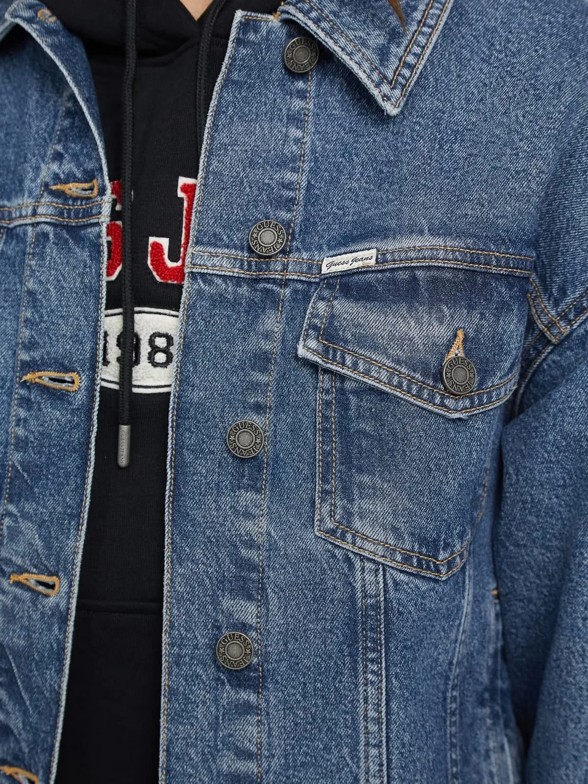 GUESS Giacca Donna GJ OVERSIZE TRUCKER JACKET W4YN56 D5CC3 M3DW Blu - Image 3