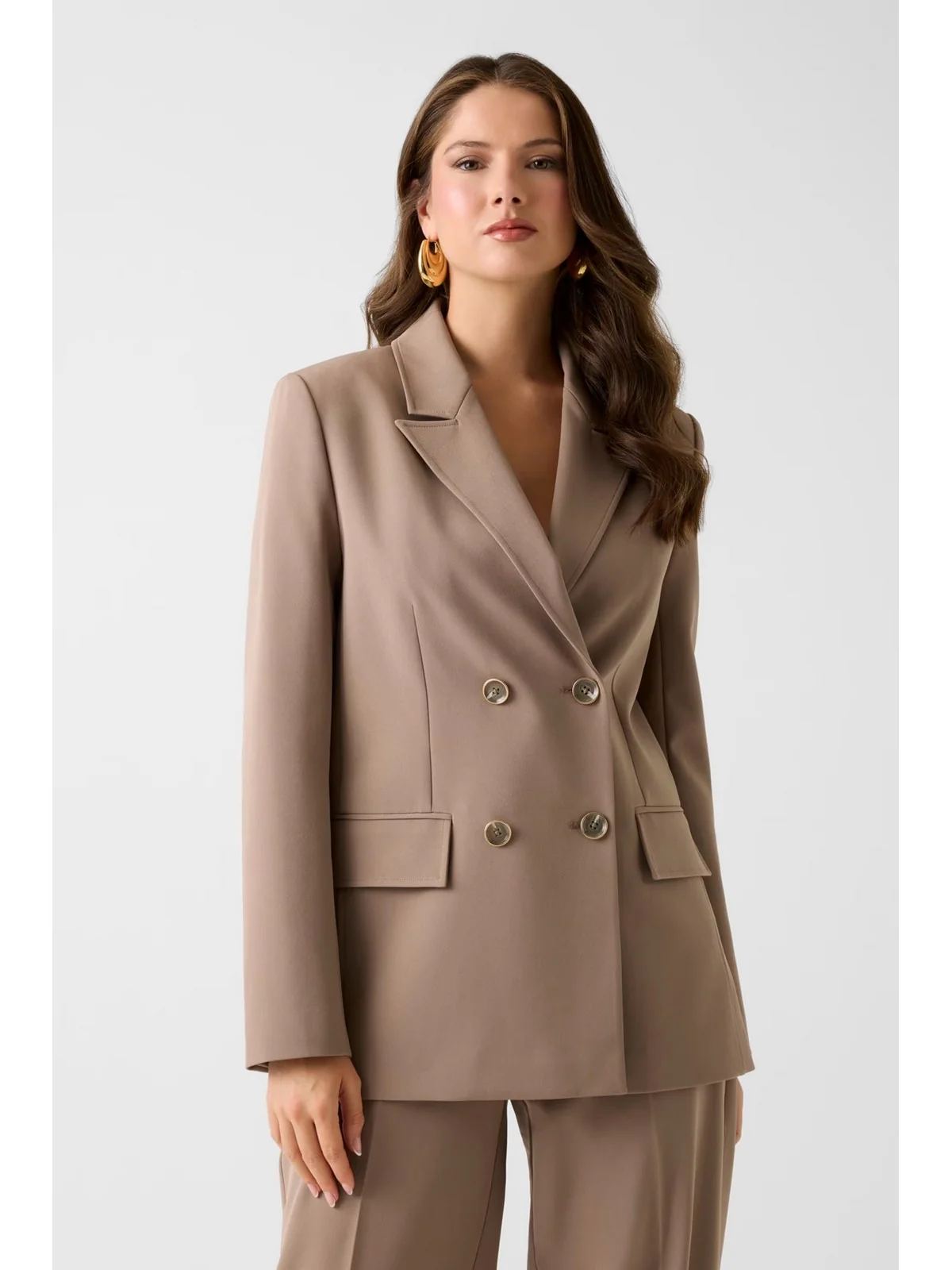 GUESS Giacca Donna NAUSICA DOUBLE BREAST BLAZER W6RN44 WH9Y2 G1EC WALNUT SHELL - Image 2