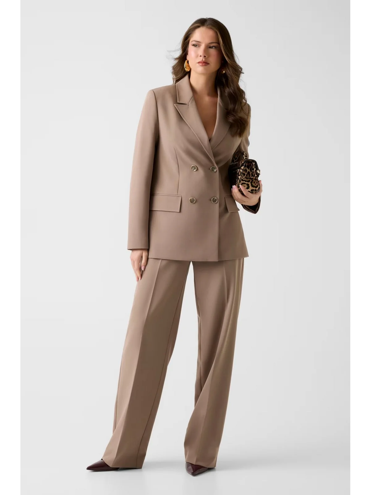 GUESS Giacca Donna NAUSICA DOUBLE BREAST BLAZER W6RN44 WH9Y2 G1EC WALNUT SHELL - Image 3