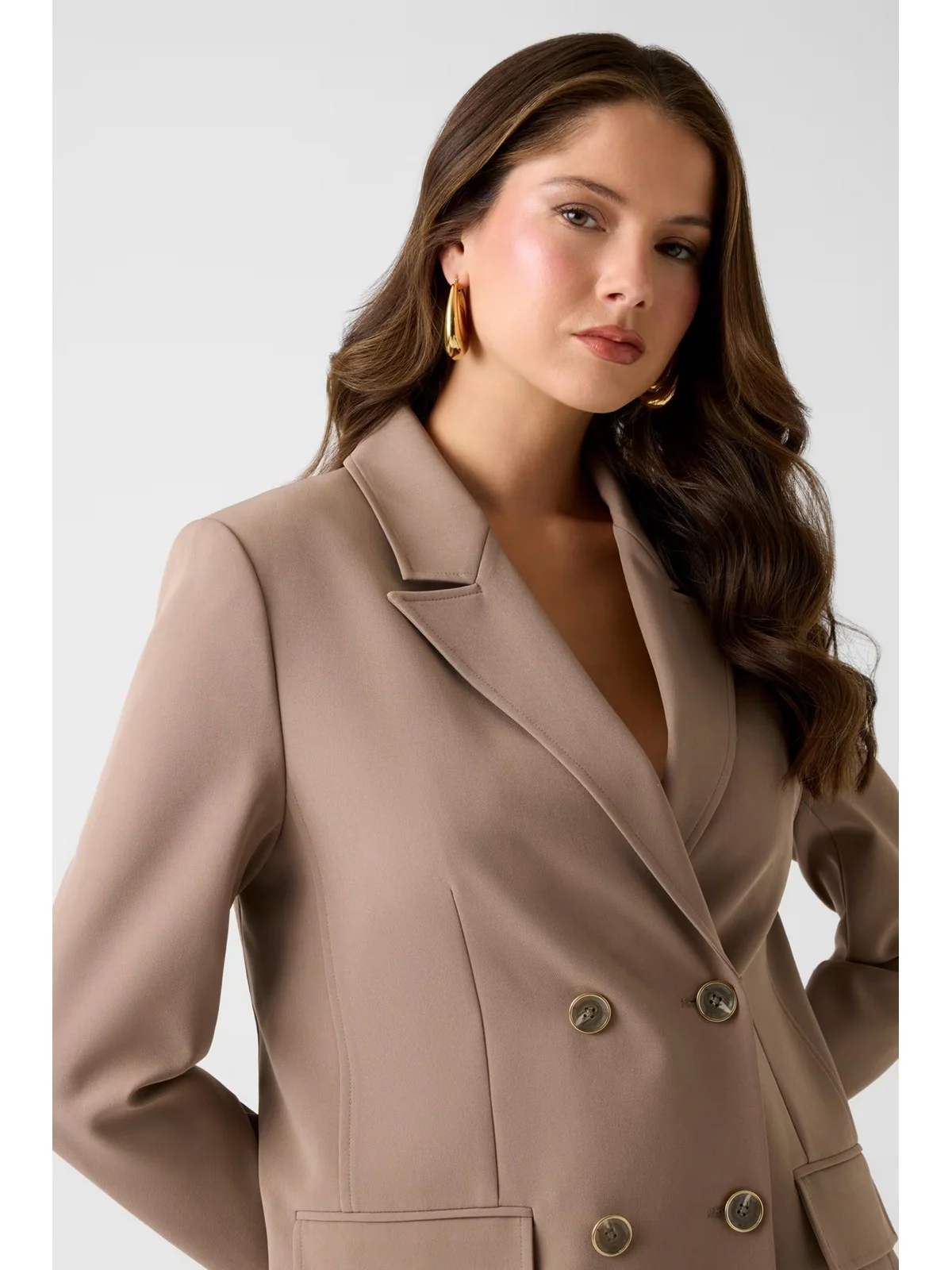 GUESS Giacca Donna NAUSICA DOUBLE BREAST BLAZER W6RN44 WH9Y2 G1EC WALNUT SHELL - Image 5
