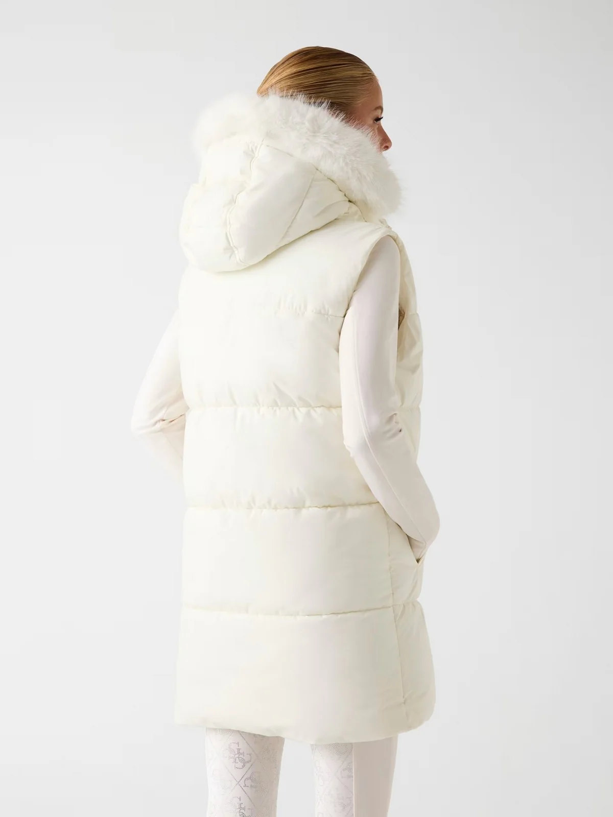 GUESS Gilet Donna KATRINA SKI HOODY VEST W5BL81 W3282 G012 CREAM WHITE - Image 5