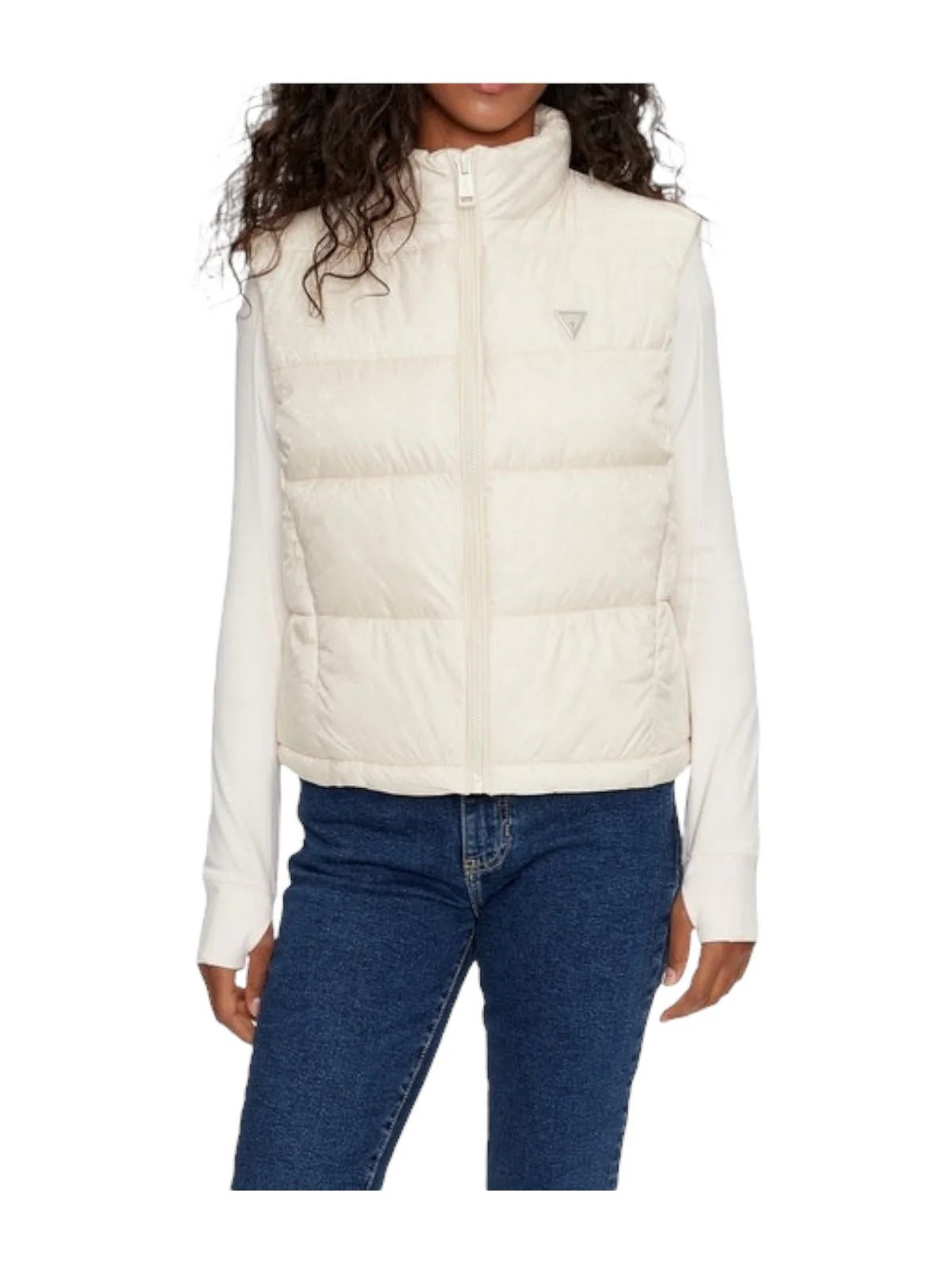 GUESS Gilet Donna NEW 4G LOGO PADDED VEST W4YL15 WGAL2 G1E0 Beige - Image 2