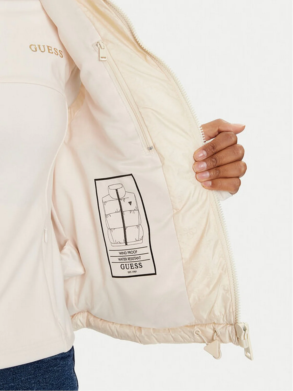 GUESS Gilet Donna NEW 4G LOGO PADDED VEST W4YL15 WGAL2 G1E0 Beige - Image 3