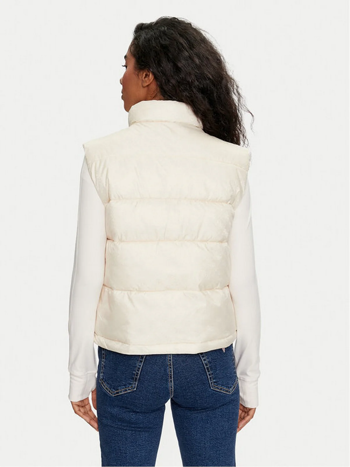 GUESS Gilet Donna NEW 4G LOGO PADDED VEST W4YL15 WGAL2 G1E0 Beige - Image 5