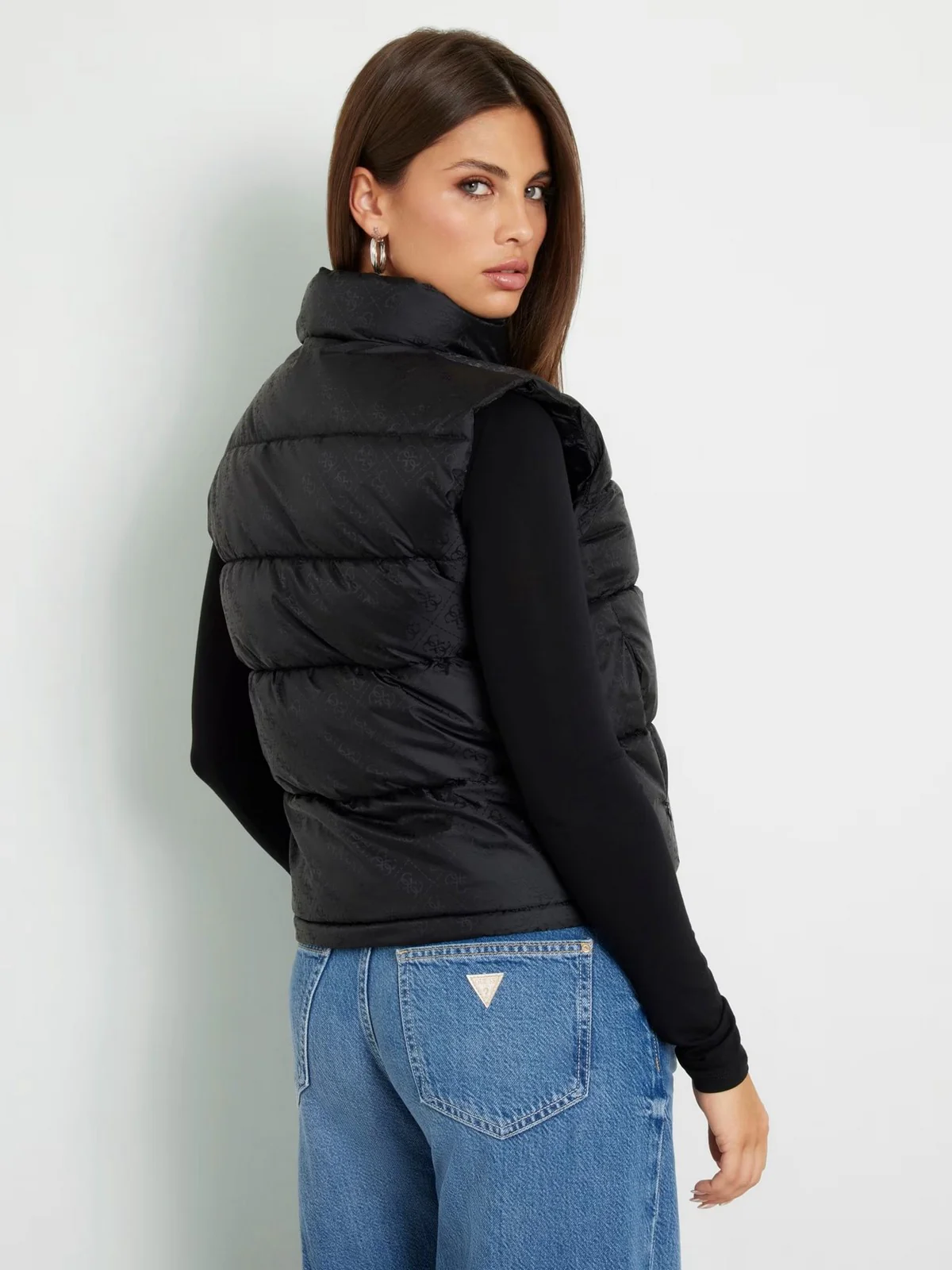GUESS Gilet Donna NEW 4G LOGO PADDED VEST W4YL15 WGAL2 JBLK Nero - Image 3