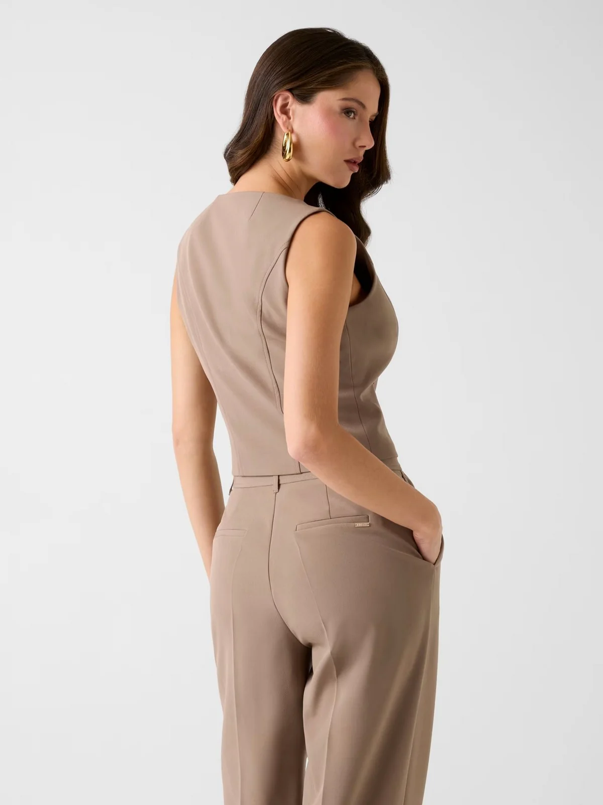 GUESS Gilet Donna SL NAUSICA TAILORED VEST W6RH52 WH9Y2 G1EC WALNUT SHELL - Image 3