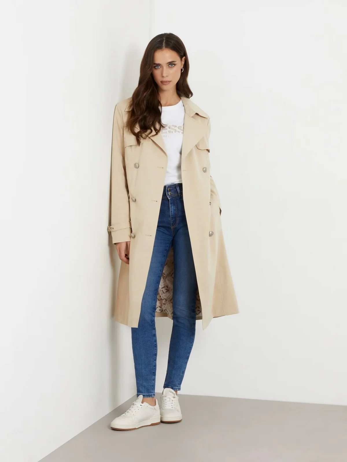 GUESS Giubbino Donna Asia Trench W4RL00 WF5Z2 G1L7 Beige - Image 3