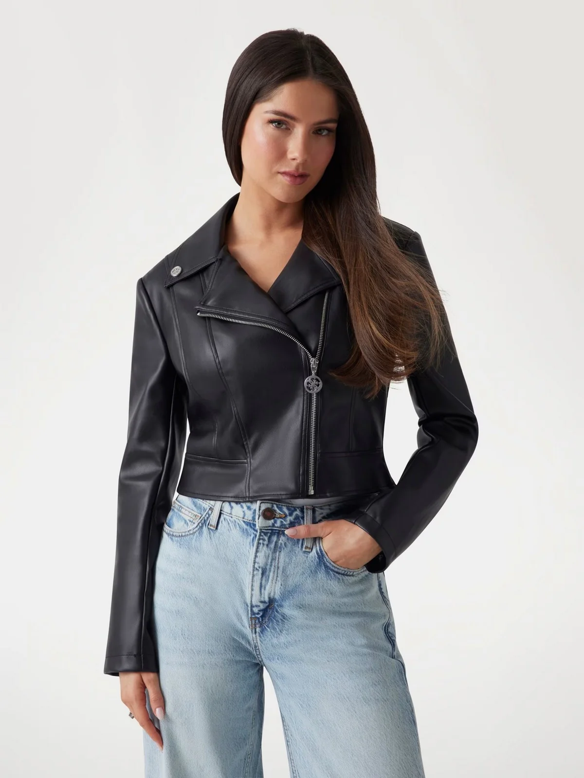 GUESS Giubbino Donna CLEMENCE PU LEATHER JACKET W5RL22 WE480 JBLK Nero - Image 2