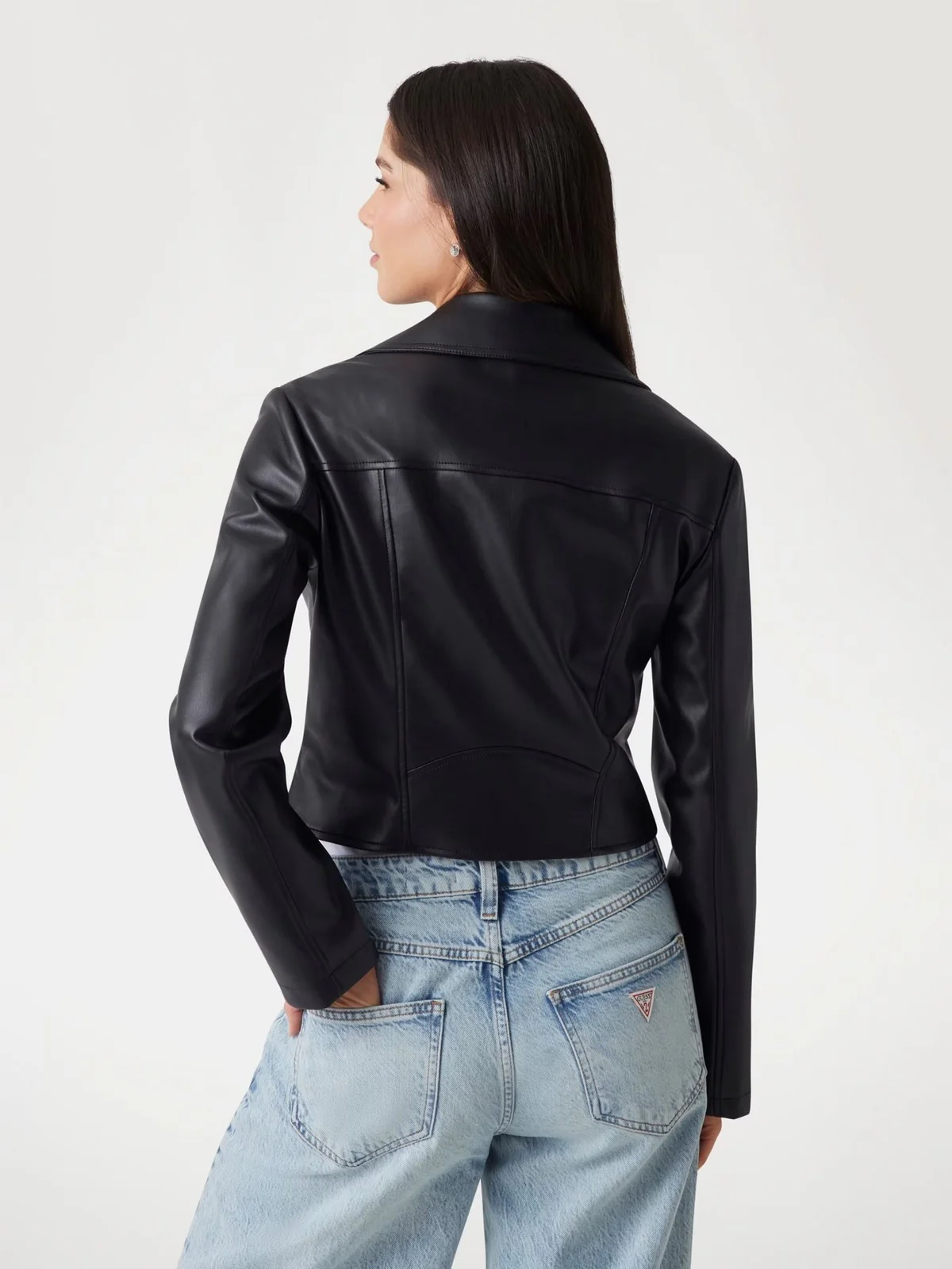 GUESS Giubbino Donna CLEMENCE PU LEATHER JACKET W5RL22 WE480 JBLK Nero - Image 3