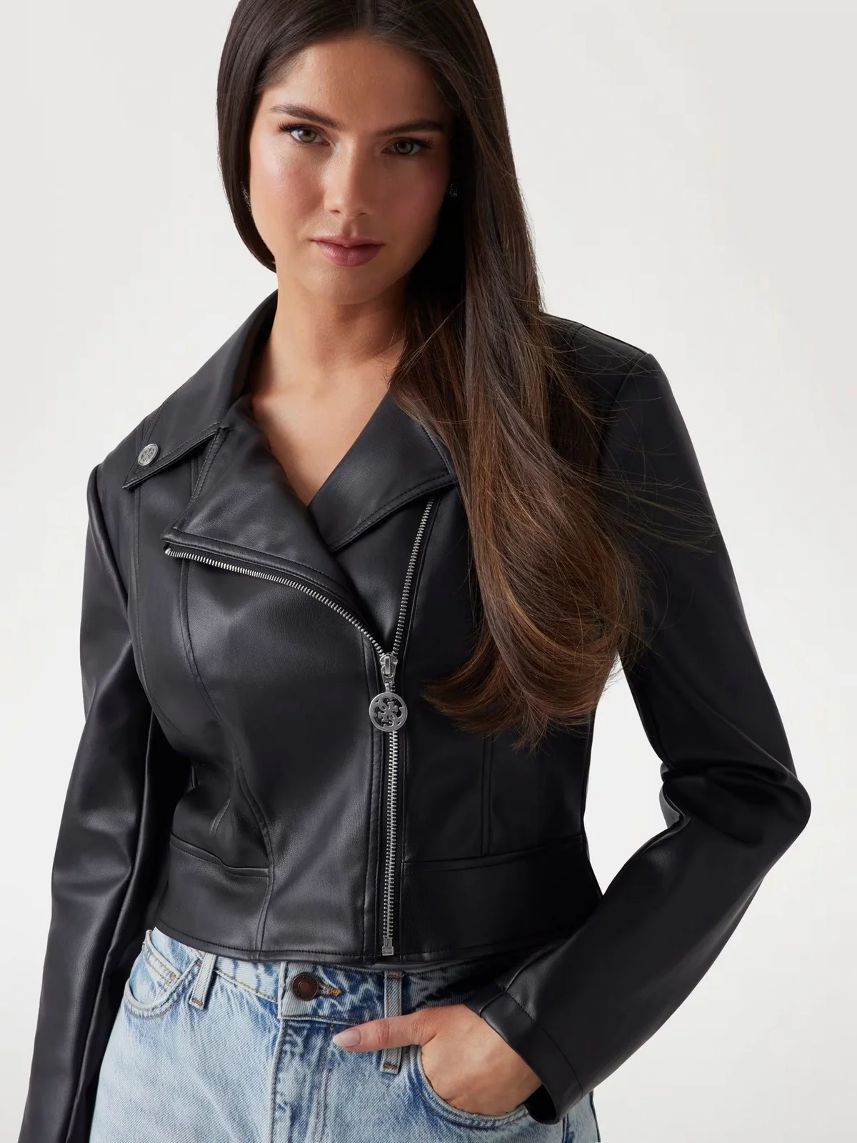 GUESS Giubbino Donna CLEMENCE PU LEATHER JACKET W5RL22 WE480 JBLK Nero - Image 4