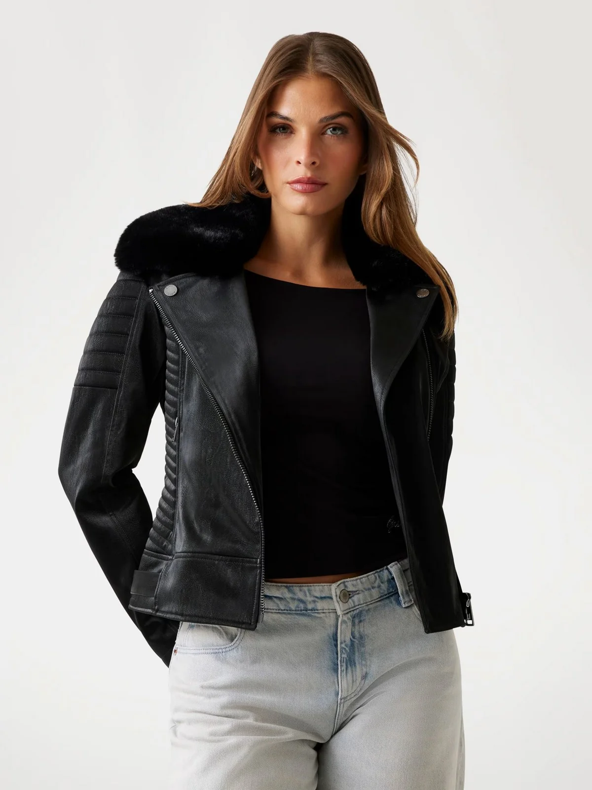 GUESS Giubbino Donna DARCEY BIKER JACKET W5BL35 W2820 JBLK Jet Black A996 - Image 2
