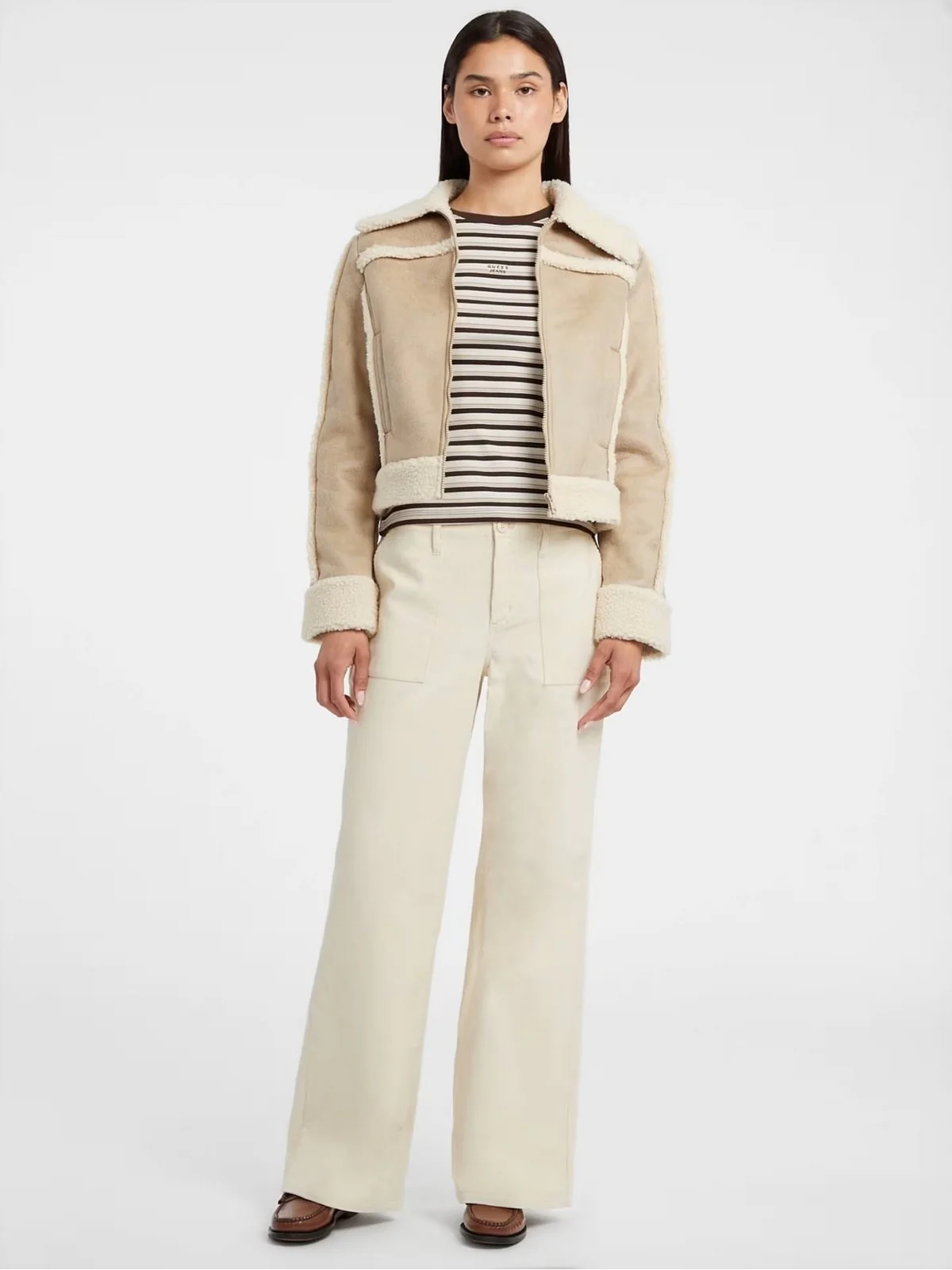 GUESS Giubbino Donna GJ FAUX SHEARLING JKT W5BL13 W1862 A117 SAFARI TAN - Image 3