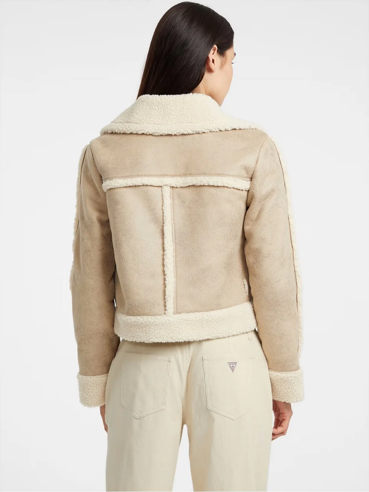 GUESS Giubbino Donna GJ FAUX SHEARLING JKT W5BL13 W1862 A117 SAFARI TAN - Image 5