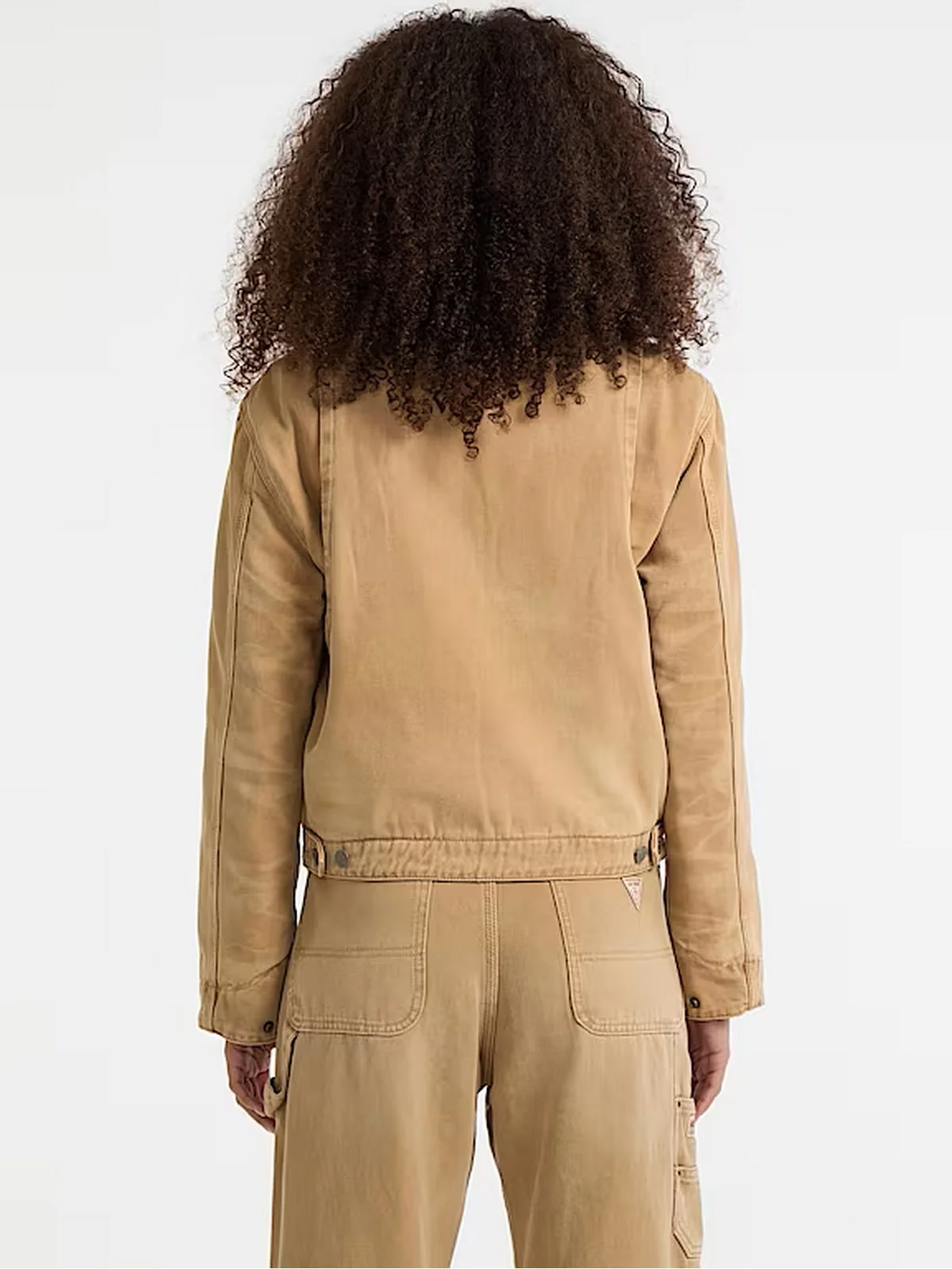 GUESS Giubbino Donna GO CROPPED WORKWEAR JACKET W5BN80 WG163 G1K9 HERB TAN - Image 4