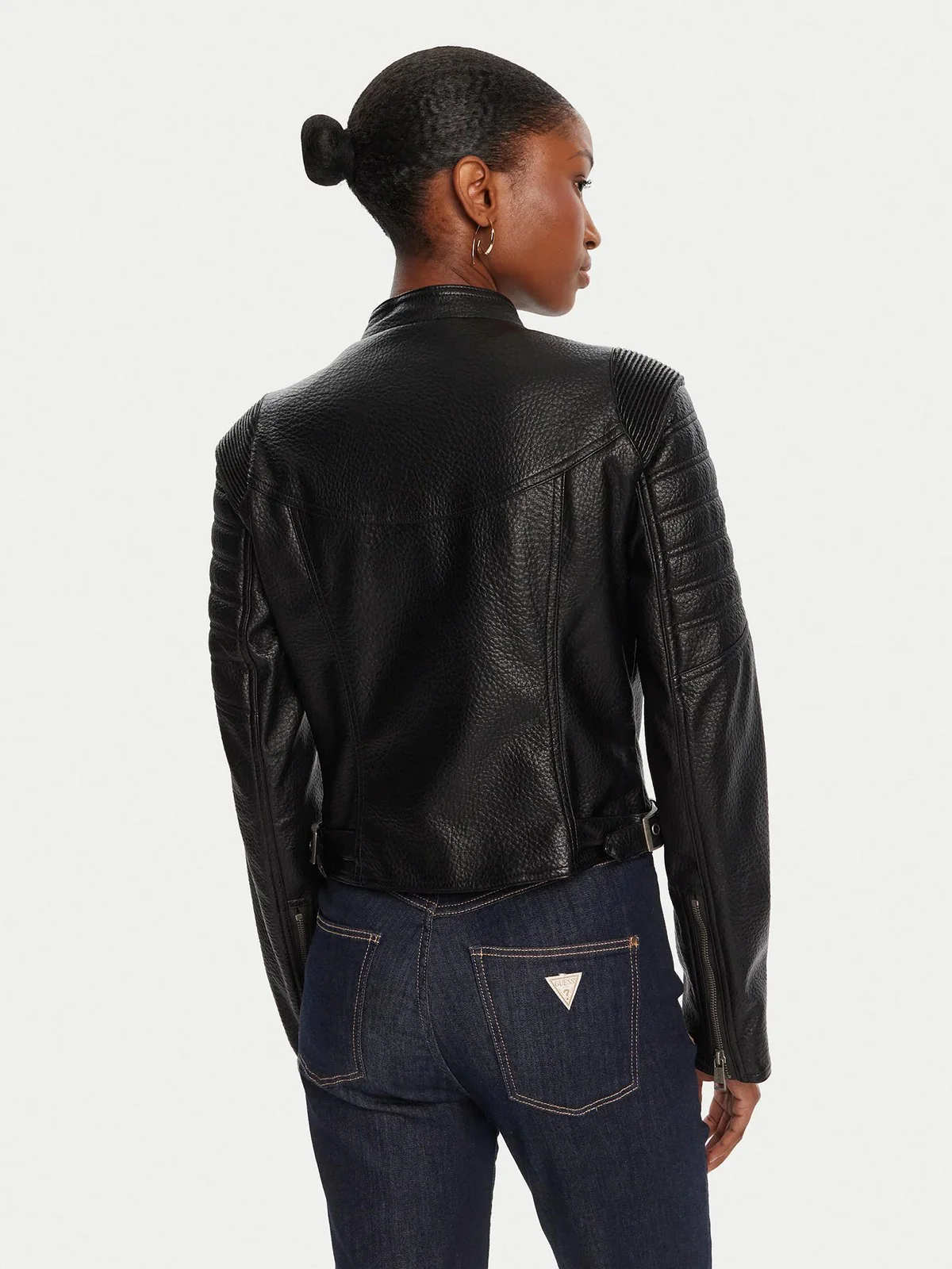 GUESS Giubbino Donna JEANNINE PU STITCHED JACKET W5YL19 WHDS0 JBLK Jet Black A996 - Image 2