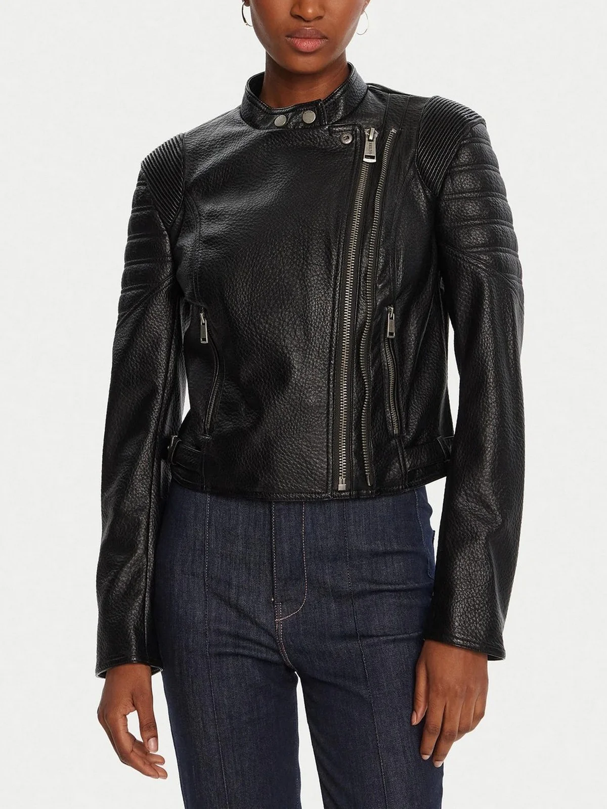 GUESS Giubbino Donna JEANNINE PU STITCHED JACKET W5YL19 WHDS0 JBLK Jet Black A996 - Image 4