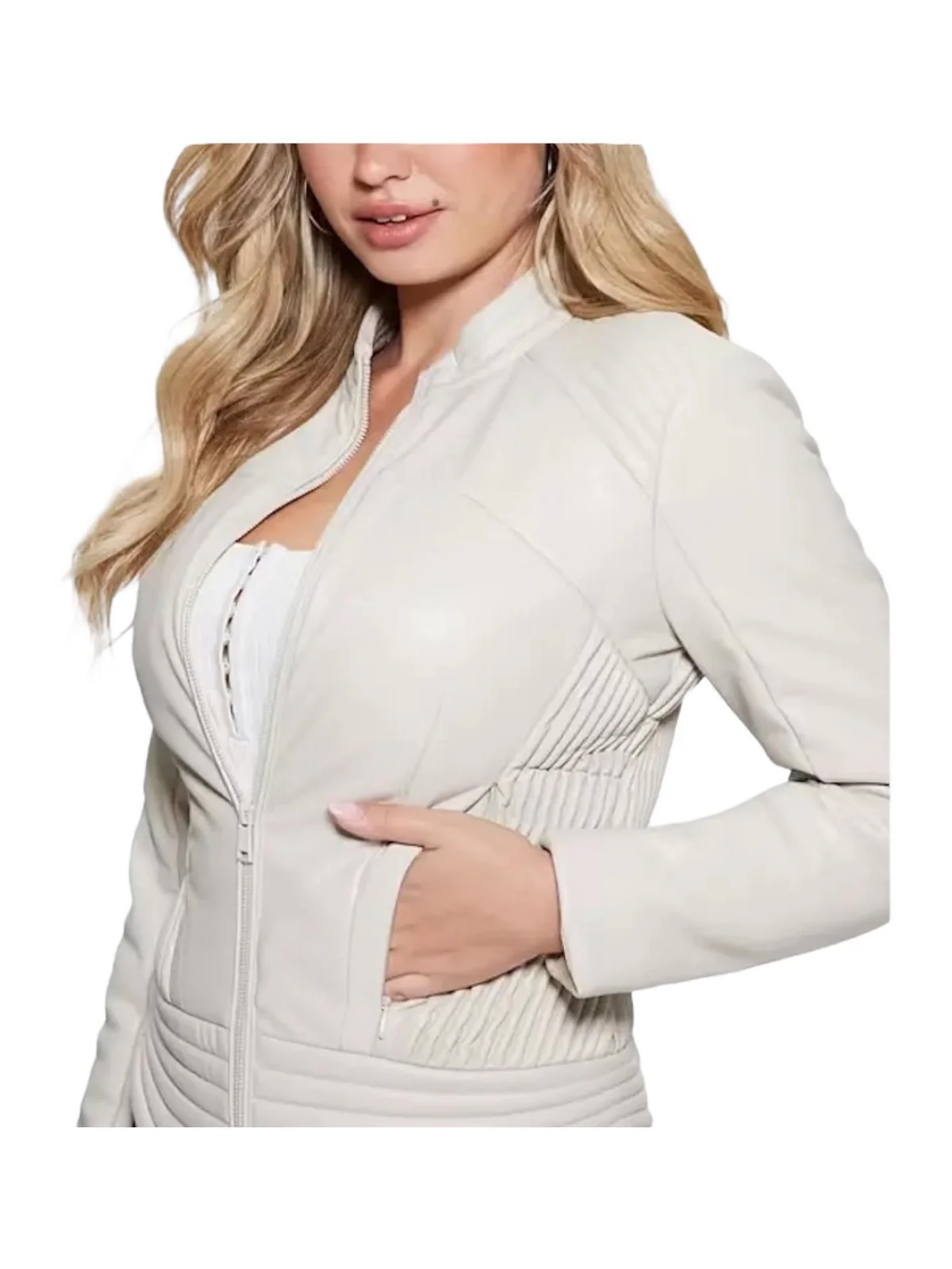 GUESS Giubbino Donna Lea Corset Pu Jacket W4RL12 WFWT0 G1F7 Bianco - Image 3