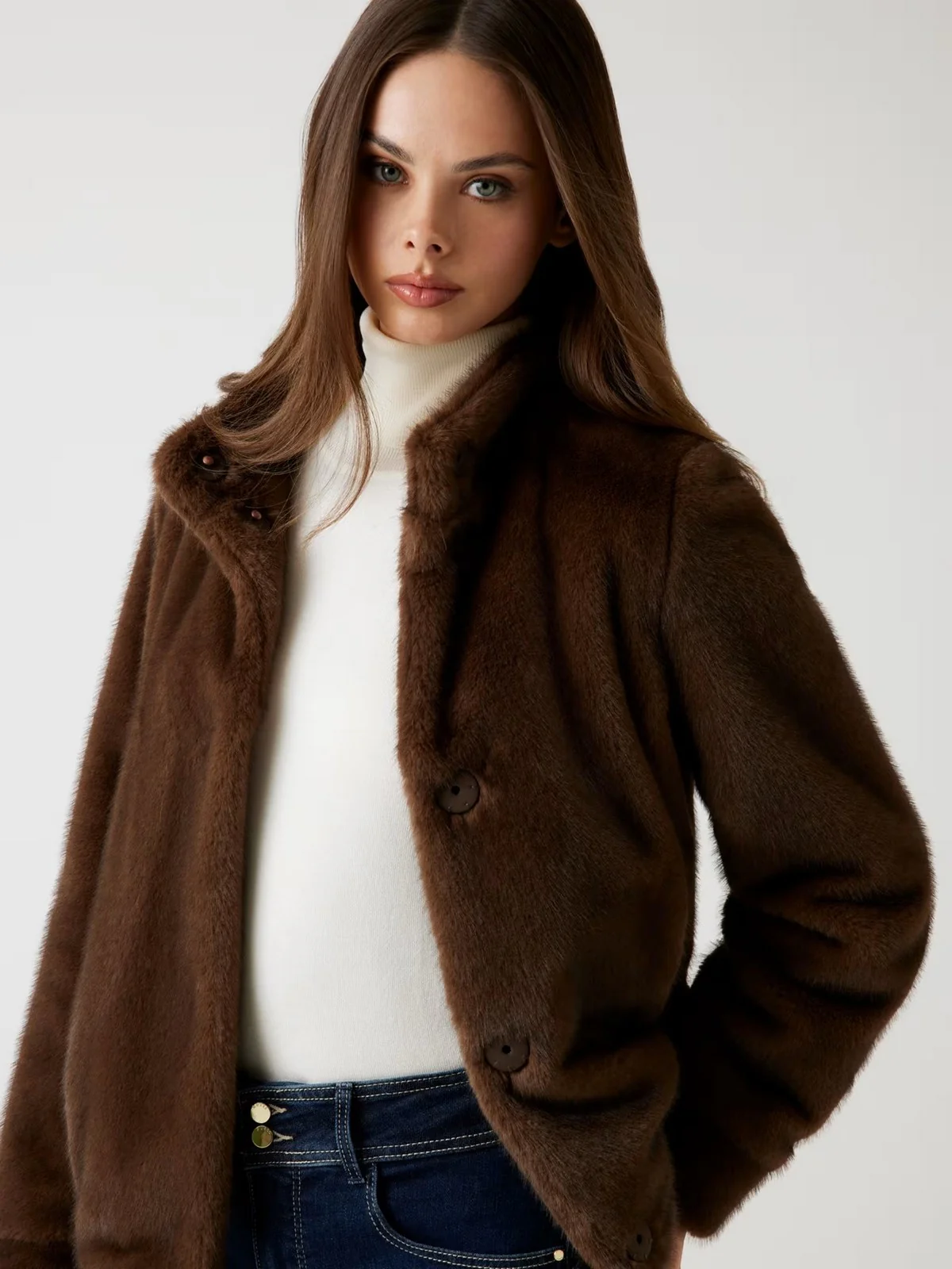 GUESS Giubbino Donna LUNA FAUX FUR JACKET W5BL64 W3920 F18S COLD BREW MULTI - Image 2