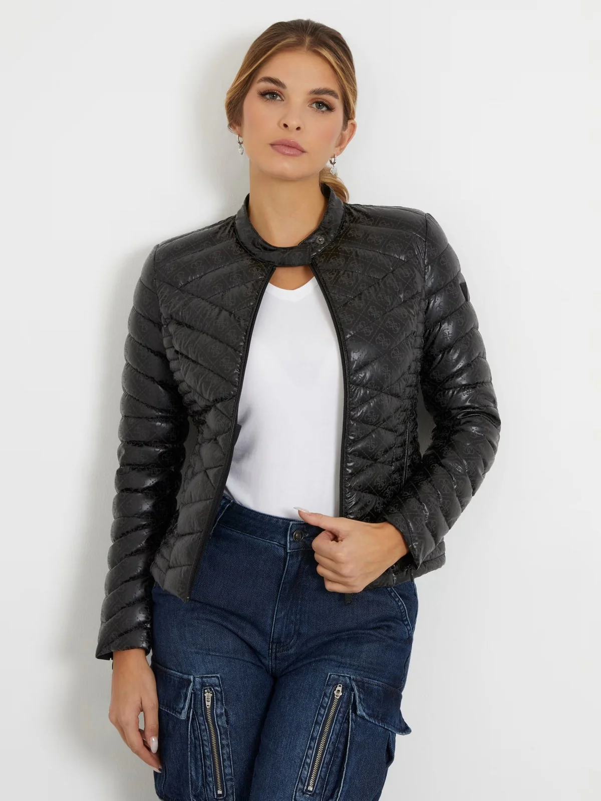 GUESS Giubbino Donna New Vona Logo Jacket W4RL02 WFWM0 JTMU Nero - Image 5