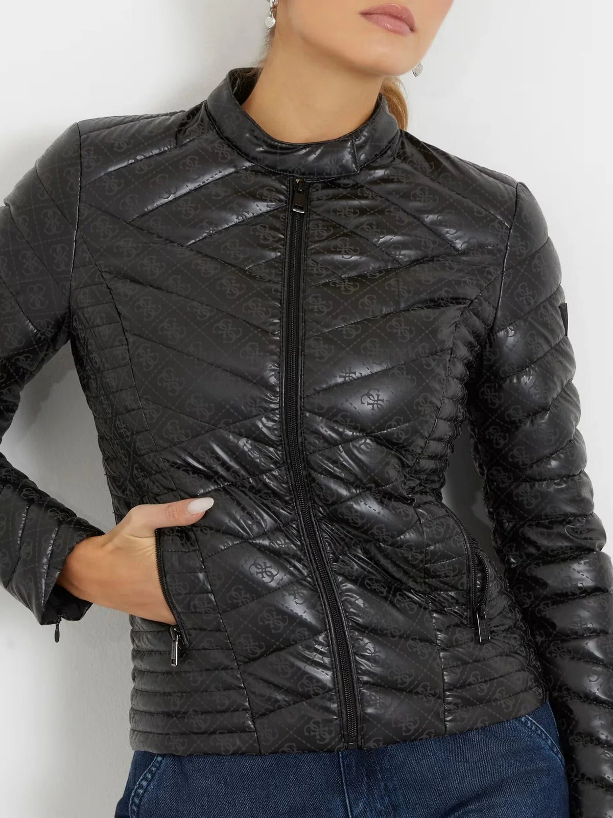 GUESS Giubbino Donna New Vona Logo Jacket W4RL02 WFWM0 JTMU Nero - Image 6