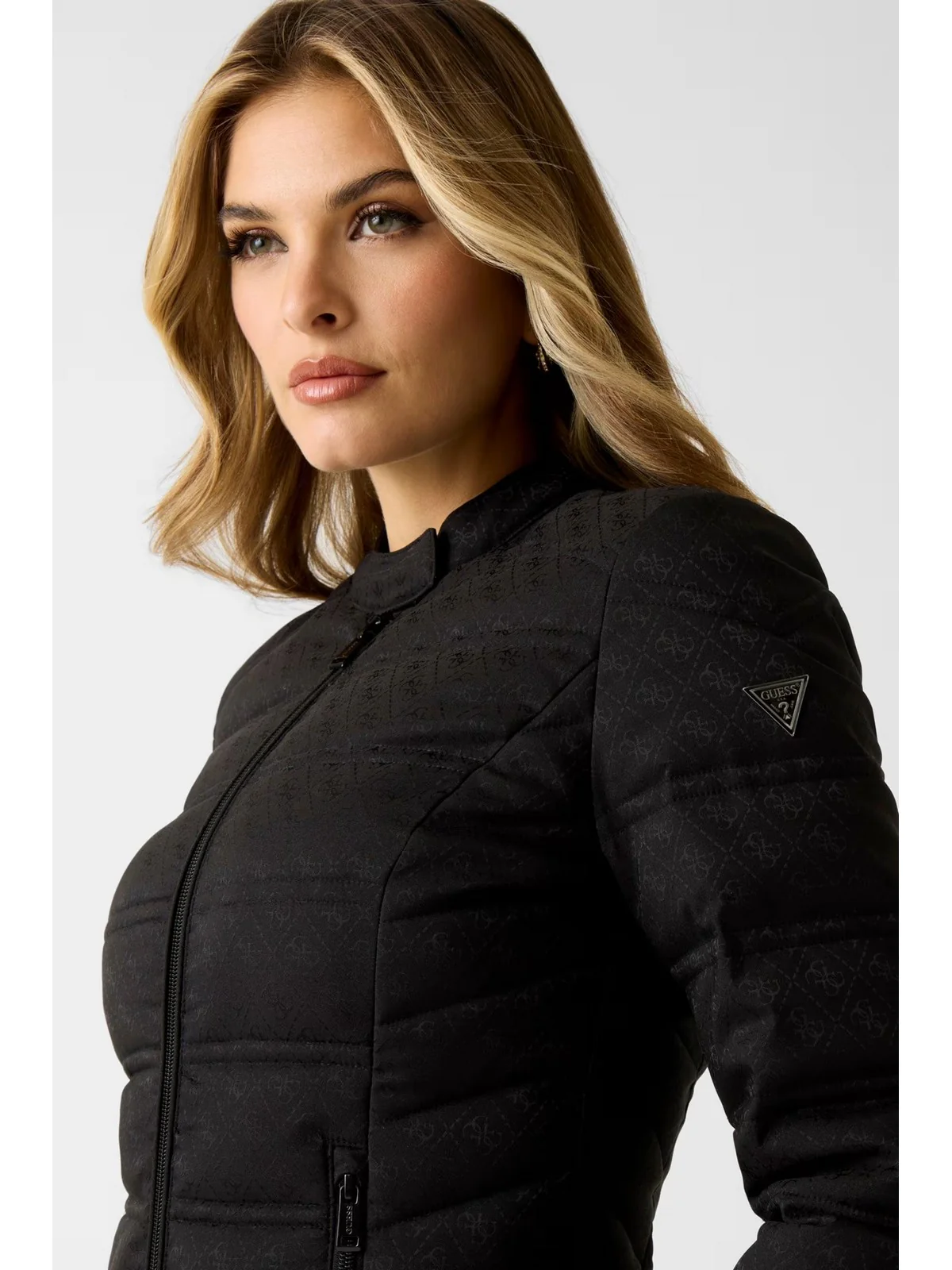 GUESS Giubbino Donna New Vona Logo Jacket W6RL02 WJ492 JBLK Jet Black A996 - Image 5