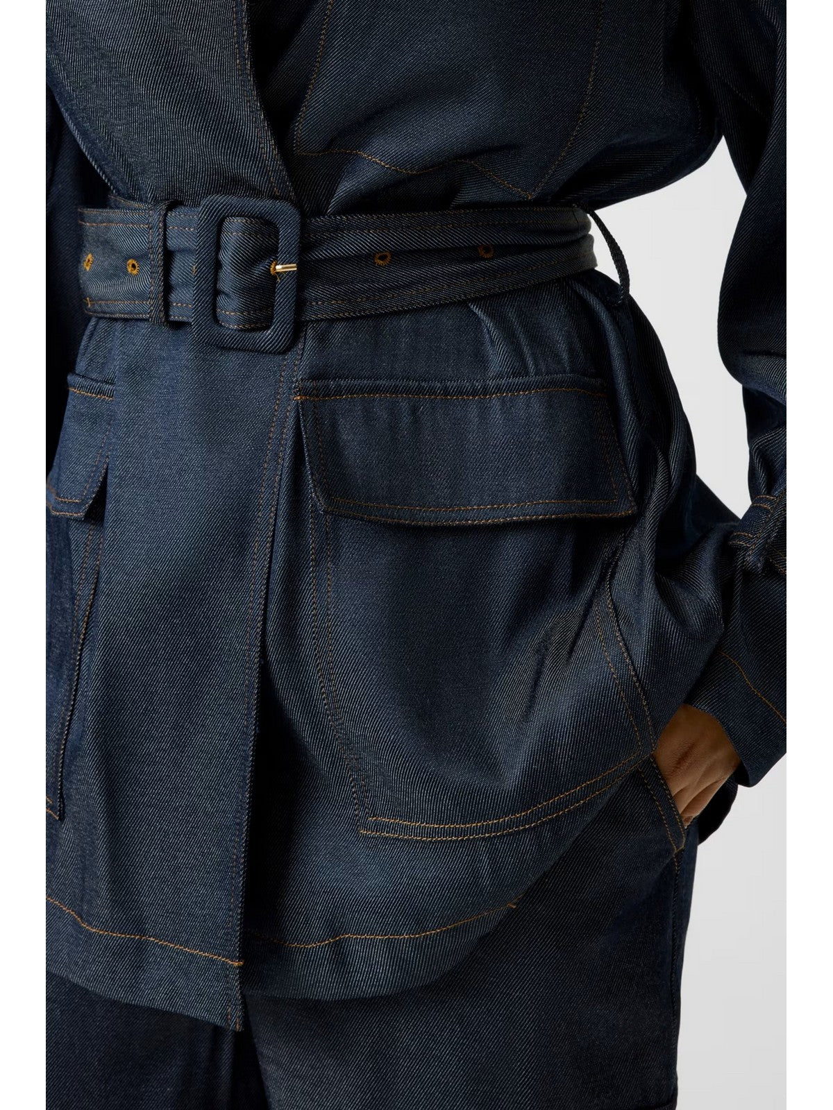 GUESS Giubbino Donna REGINE SHORT FLUID TRENCH W6RL50 WL842 FB6C INDIGO BLUE - Image 5