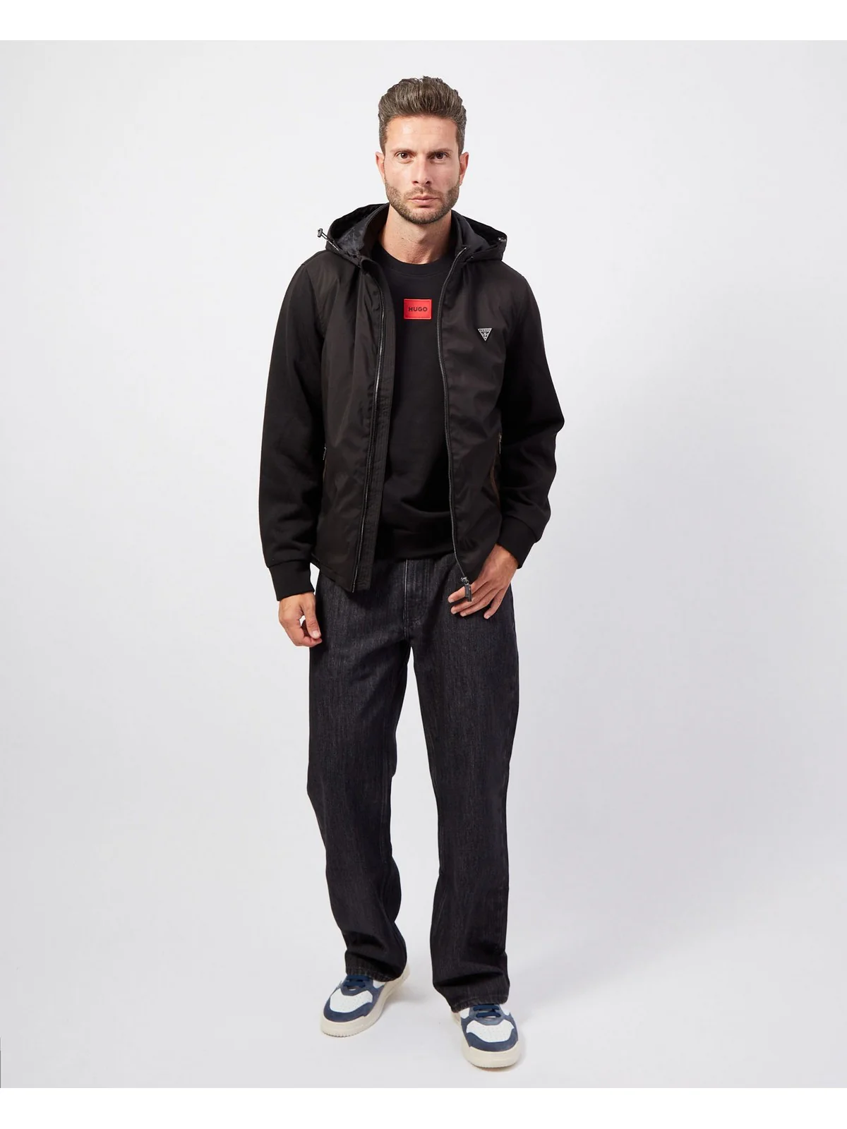 GUESS Giubbino Uomo Knitted Windbreaker M4YL27 WEDJ0 JBLK Nero - Image 2