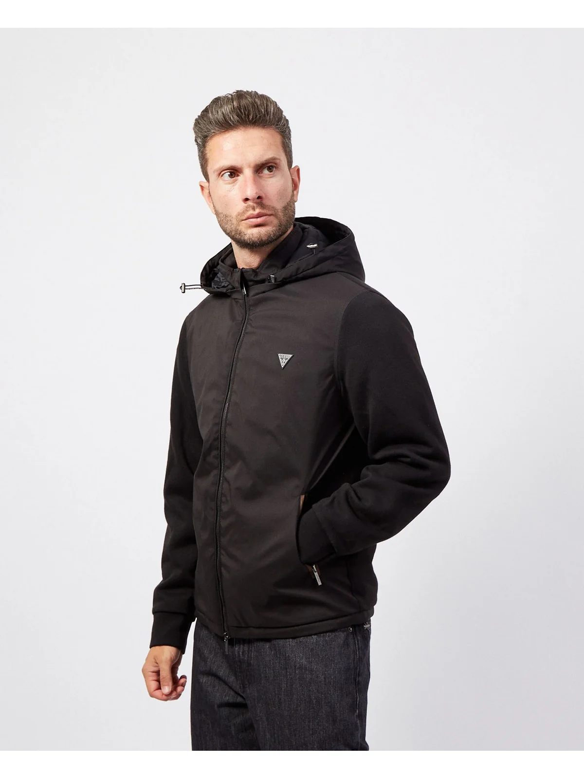 GUESS Giubbino Uomo Knitted Windbreaker M4YL27 WEDJ0 JBLK Nero - Image 3