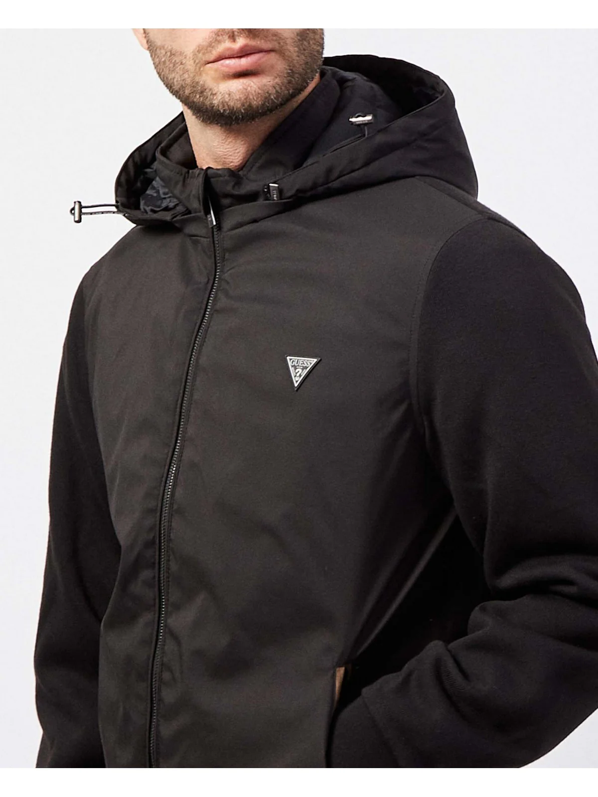 GUESS Giubbino Uomo Knitted Windbreaker M4YL27 WEDJ0 JBLK Nero - Image 4