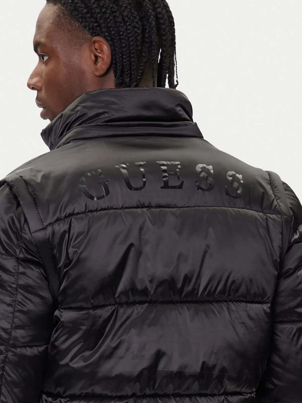 GUESS Giubbino Uomo METALLIZED PUFFA JACKET M5BL2L WGZF2 JBLK Jet Black A996 - Image 3