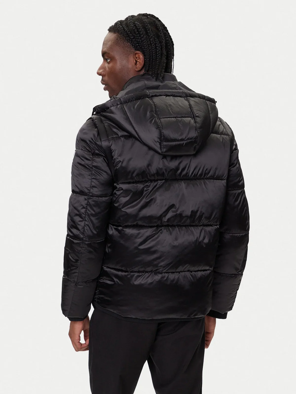 GUESS Giubbino Uomo METALLIZED PUFFA JACKET M5BL2L WGZF2 JBLK Jet Black A996 - Image 4