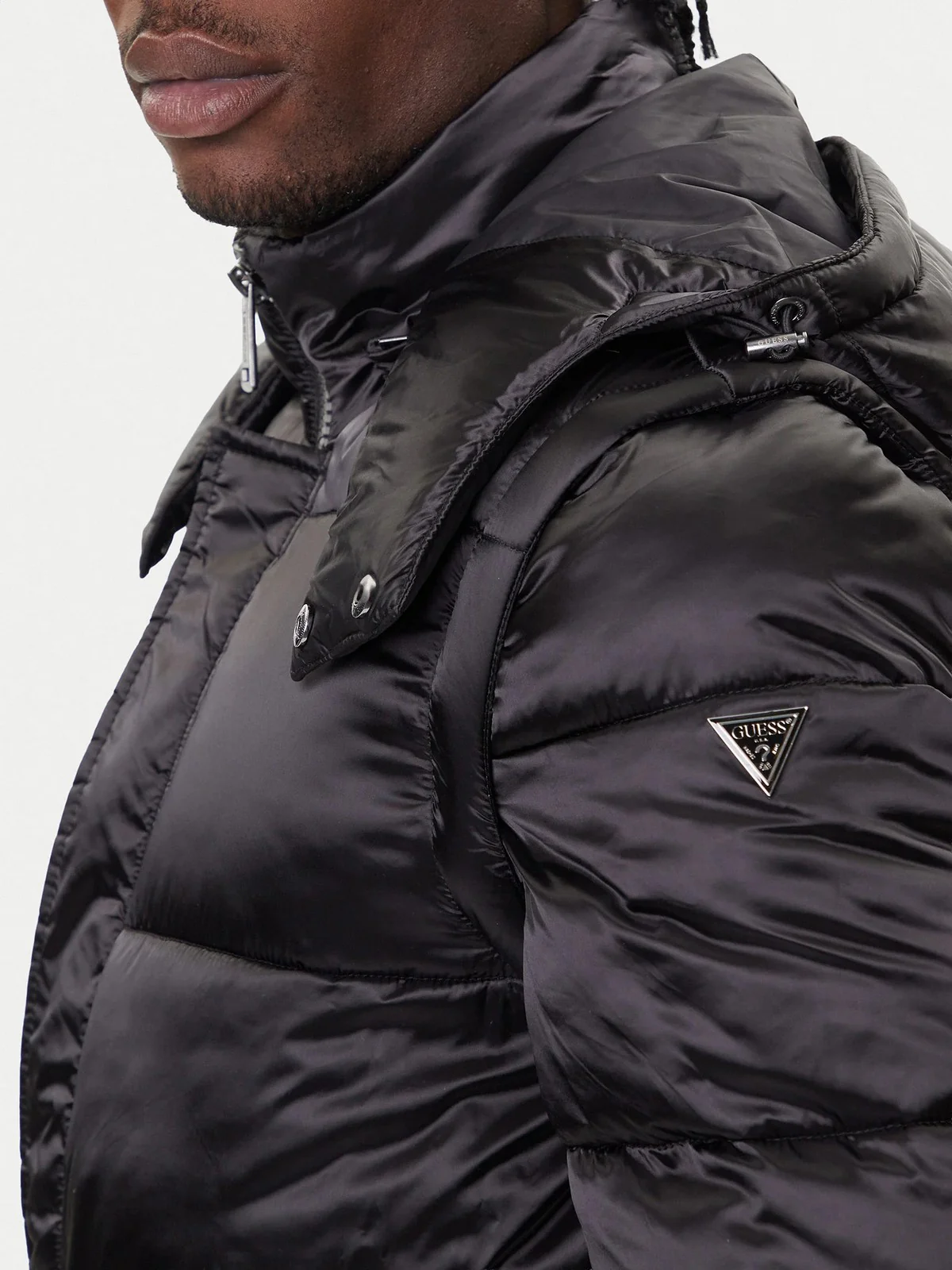 GUESS Giubbino Uomo METALLIZED PUFFA JACKET M5BL2L WGZF2 JBLK Jet Black A996 - Image 5