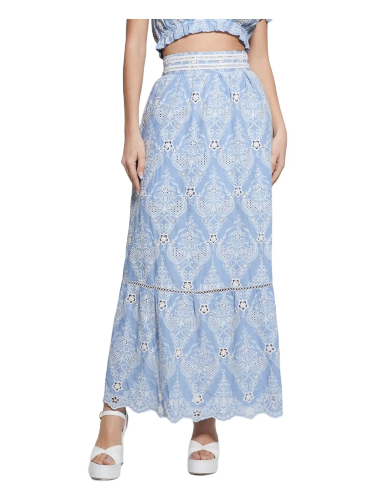 GUESS Gonna Donna Frida Long Embro Ski W4GD66 WG4F0 F7IM Blu - Image 2