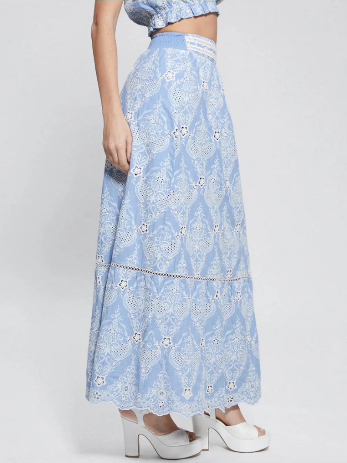 GUESS Gonna Donna Frida Long Embro Ski W4GD66 WG4F0 F7IM Blu - Image 3
